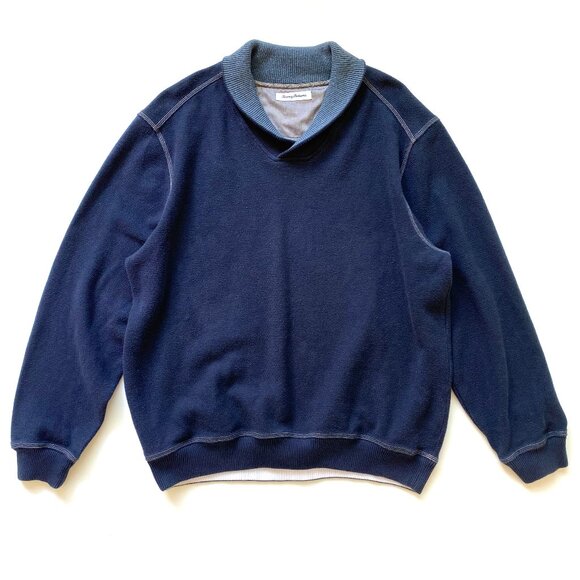 Tommy Bahama Mens Pullover Cotton Sweater Size XL Shawl Collar Navy Marlin Logo - Picture 3 of 11